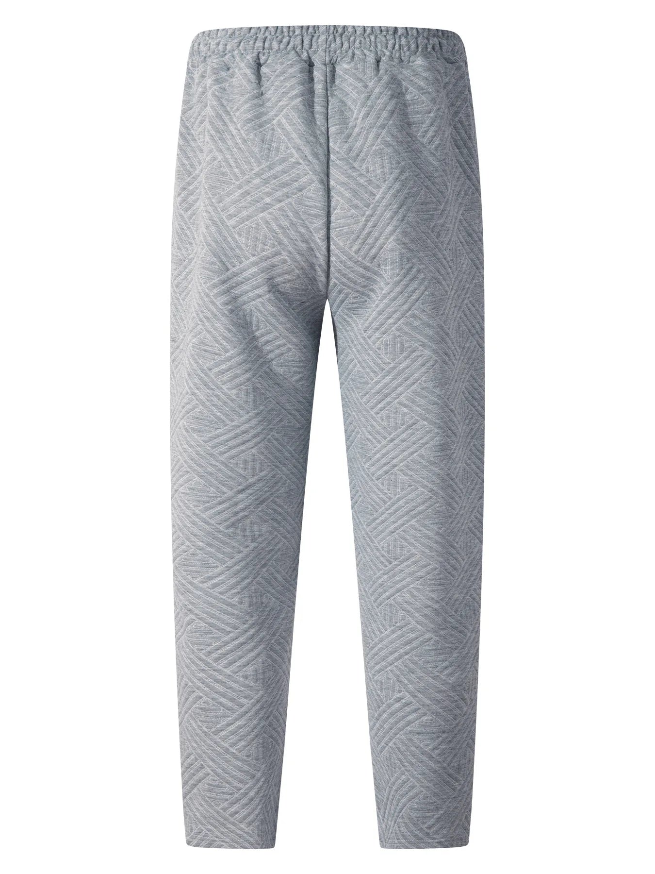 Men's Casual Jacquard Drawstring Trousers 2025 European And American Autumn Style Loose Fit Solid Color Sport Pants with Pockets.