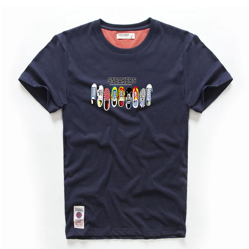 Men's T-shirt Cotton White Blue T Shirt Men Autumn Summer Causal O-neck Basic Designer Tshirt Male High Quality Classical Tops.