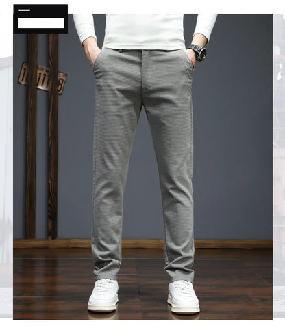 Autumn Winter New Men's Casual Pants Korean Fashion Stretch Straight Slim Fit Trousers High Quality Sweatpants Solid Color Male.