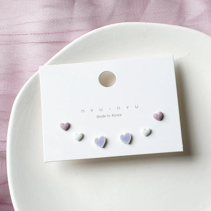 3pairs/set Ceramic Ear Post Stud Earrings Mixed Color Round Flower Star Airplane Universe Planet Earring Girl Women Ear Jewelry