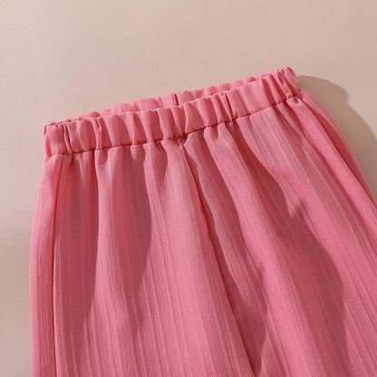 Girls Sets 4-16 Years Shirt Long-Sleeved Coat + Loose Casual Long Pants For Girls Korean Style Suits Summer Fashion Clothes Sets.