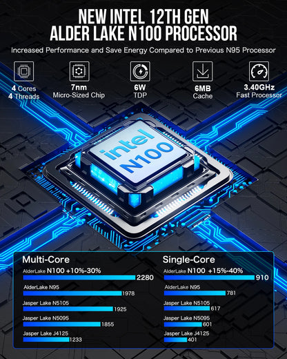 GMKtec G3 Mini PC Intel Alder Lake N100 Windows 11 Pro Desktop Computer 8/16GB RAM 256/512GB PCIe M.2 SSD WiFi 6 BT5.2 Mini PC.