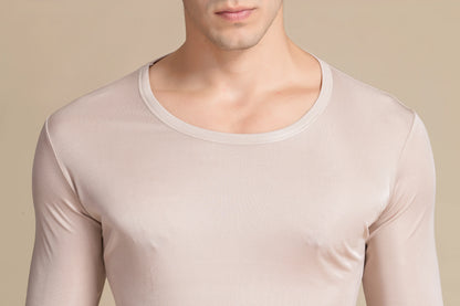 Lange Unterwäsche aus Seide für Herren, lange Unterhosen aus Maulbeerseide, Ober- und Unterteil, Thermounterwäsche-Set/Grundlagen