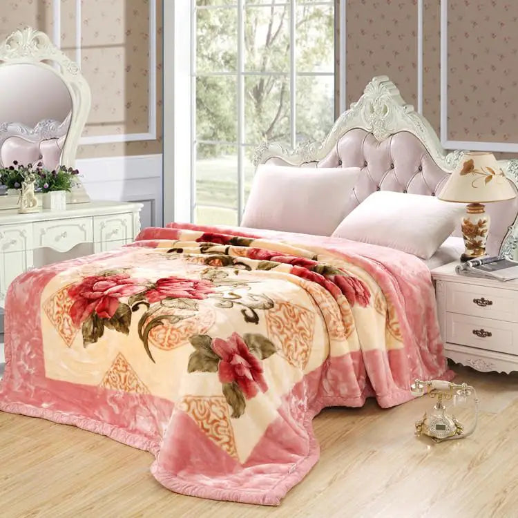 Ultra Soft Cozy Flowers Rose Throw Blanket Microfiber Heavy Fluffy Fleece Blanket for Home Bed Dormitory