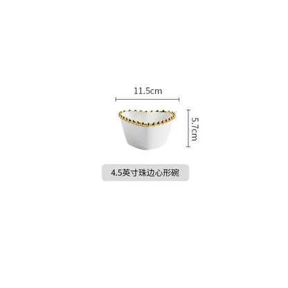 Nordic Luxury Phnom Penh Love Plate Ceramic Plate Dim Sum Fruit Breakfast Salad Dish Restaurant Steak Plate Jewelry