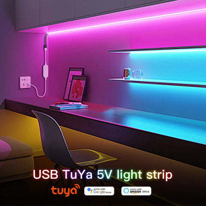 Tuya Wifi RGB /White/Warm White COB LED Strip Light Silica Gel Tube Tape Linear Dimmable Lighting work with Alexa Google Home.