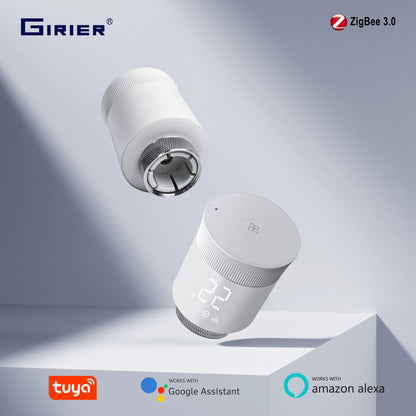 GIRIER Tuya Smart Radiator Thermostat, ZigBee Thermostatic Radiator Valve, Mini TRV for Heating, Works with Alexa Google Home.