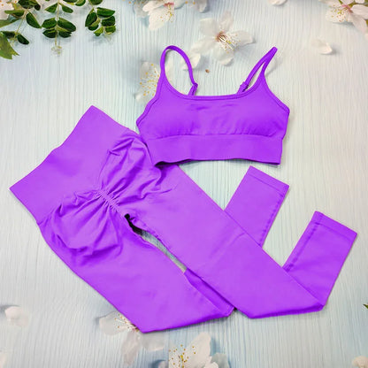 2/3/4Pcs Women's Tracksuit Seamless Yoga Set Leggings Sports Suit for Fitness Long Sleeve Top Gym Clothing Workout Sportswear