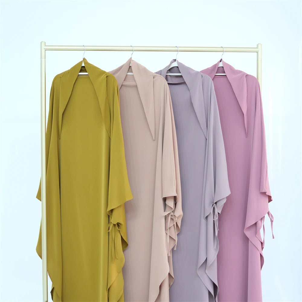 Ramadan Eid Khimar Abaya Dubai Turkey Islam Muslim Maxi Hijab Dress Nida Prayer Clothes For Women Kebaya Robe Femme Musulmane.