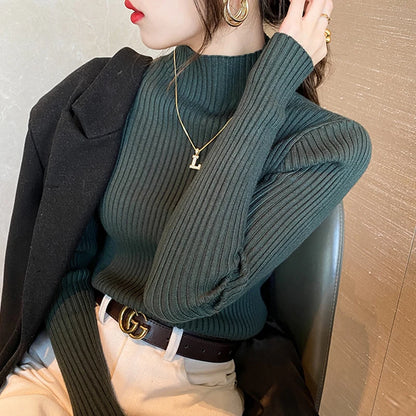 Winter Langarm Mock Neck Gestrickte Frauen Pullover Pullover Schlank Stricken Pullover Frauen Tops Blusas Mujer De Moda 2024 Blusa J995