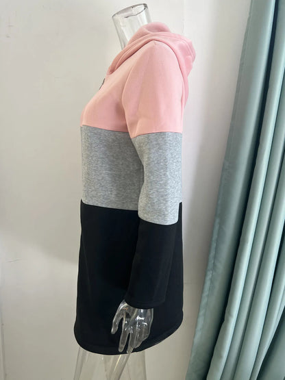 Frauen Casual Jacke Kosten Frühling Mode Lose Kontrast Farbe Drei Farbe Spleißen Kapuze Jacke Zipper Tops Frauen Kleidung