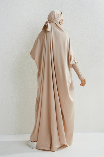 Muslimische Abaya mit Kapuze, Smockärmel, einteiliges Gebetskleid, Damen, Jilbab, islamische Kleidung, Dubai, Saudi-Arabien, schwarze Robe, türkische Bescheidenheit
