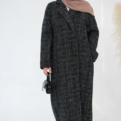 Ramadan Eid Winter Open Abaya Dubai Muslim Modest Coat Kimono African Dresses For Women Kebaya Kaftan Islam Robe Femme Musulmane.