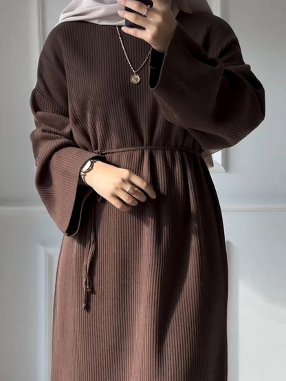 Muslim Dubai Middle East Winter Thicken Warm Knit Sweater Abayas For Women Evening Long Dress Ramadan Robe Femme Islam Clothing.