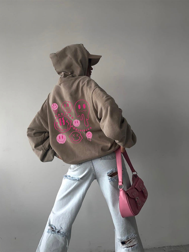 Blessyuki Herbst Winter Gothic Streetwear Print Hoodies Frauen neue lässige Retro gewaschen Plus Size Pullover weibliche Baumwolle Top.