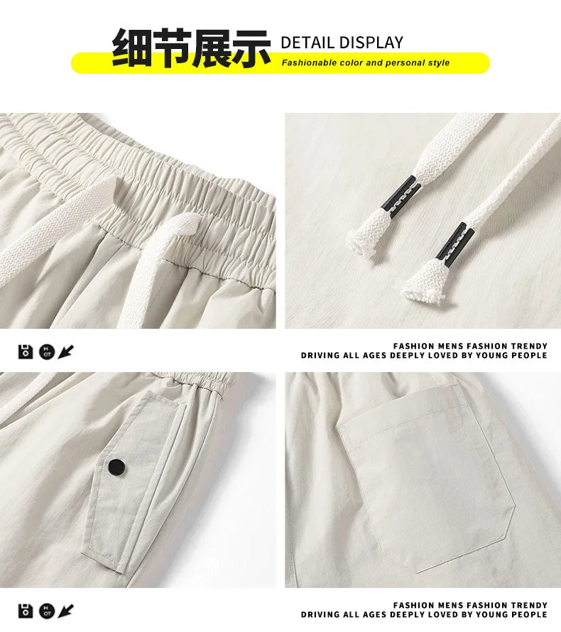 2025 Men's New, Lace-Up Elastic Waist Warm, Tooling, Outdoor Down Pants