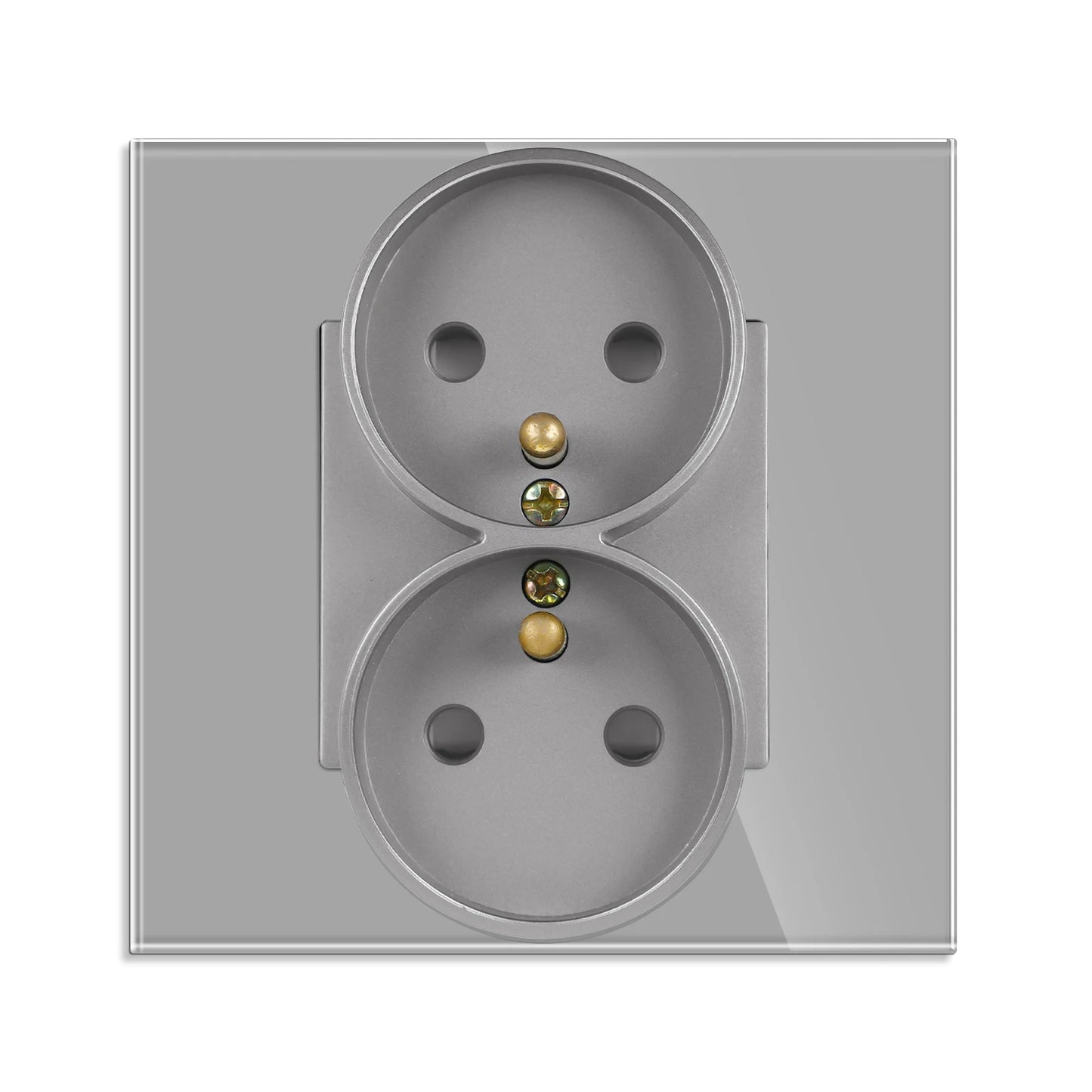 Frankreich Standard Doppelsteckdosen Französische Typ-C-Steckdosen 110-250 V Glasscheibe USB-Ladeanschluss Elektrischer Stecker Heimwerker