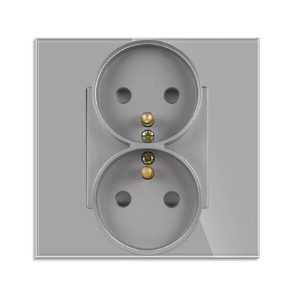 Frankreich Standard Doppelsteckdosen Französische Typ-C-Steckdosen 110-250 V Glasscheibe USB-Ladeanschluss Elektrischer Stecker Heimwerker