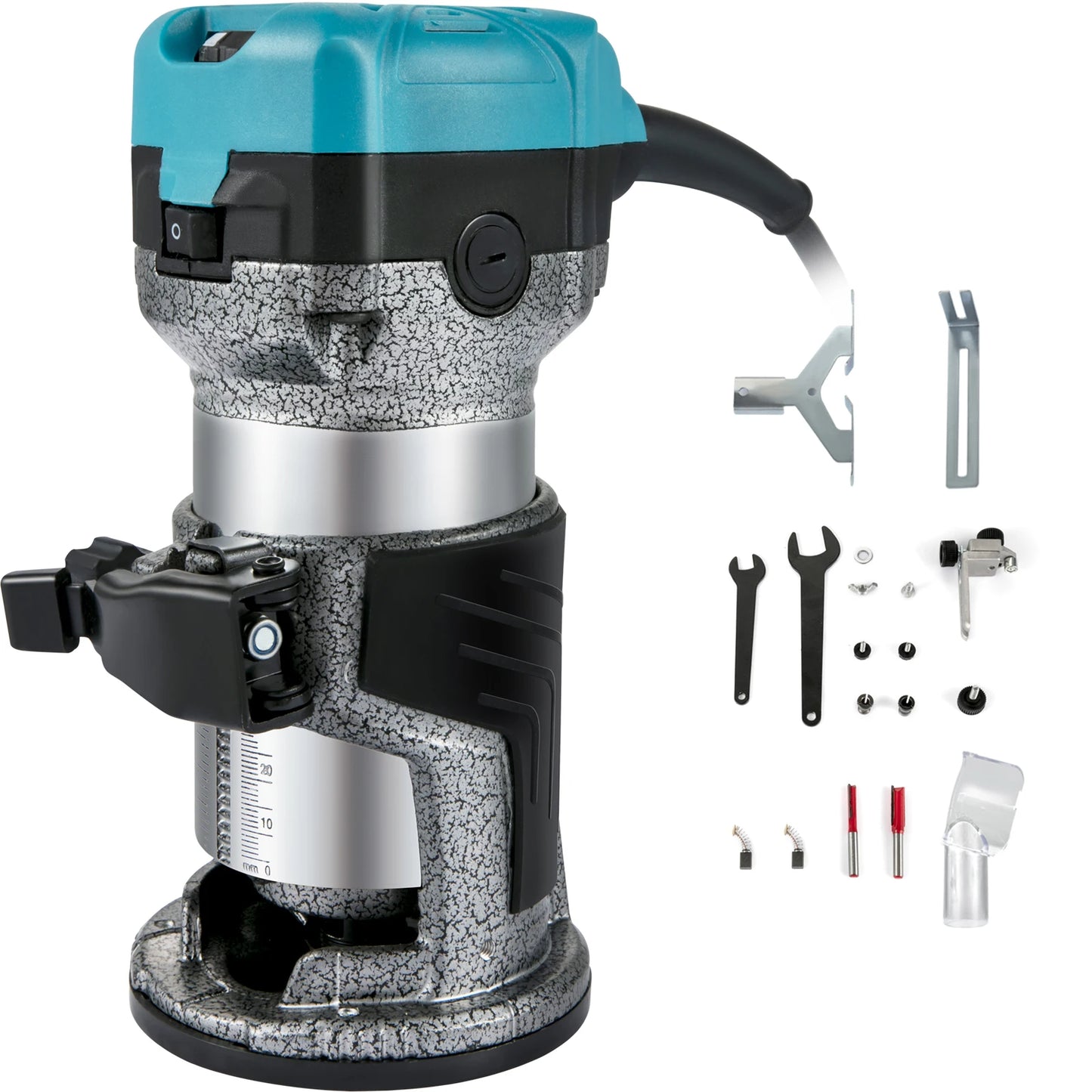 VEVOR Elektrik Hand Holz Oberfräse 800 W, Einhand Oberfräse 30000 U/min, Holz Kantenfräse, 3 Spannzangen, Soft-Start, Aluminiumlegierung, Drehzahlregelung, Elektrische Oberfräse Holzbearbeitung