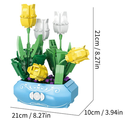 Small Bricks Flower Tree Building Block Kit DIY Home decoration Potted Plant Flower Botanical Construction Toy Girl Gift