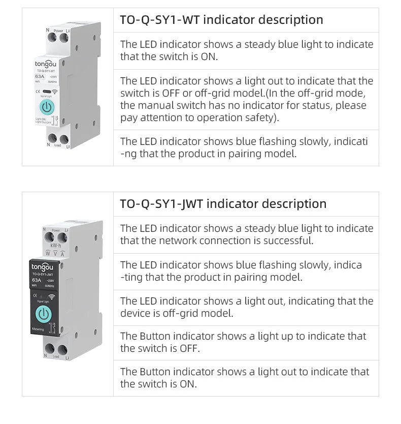 Tuya WiFi Smart Circuit Breaker 1P 63A DIN-Schiene für Smart Home Drahtlose Fernbedienung WiFi Schalter durch APP TONGOU