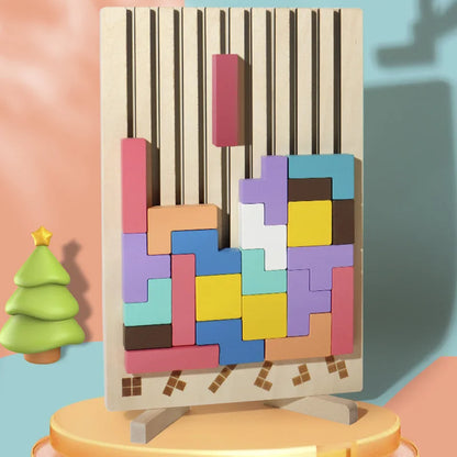 Wooden 3D Russian Blocks Puzzle Brain Teasers Toy Tangram Jigsaw Intelligence Colorful Blocks Montessori Educational.