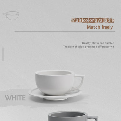 MUVNA Coffee and tea tools Cups 280ml/for Latte,Hot Tea,Cappuccino,Mocha,Cocoa,White/Cup and Saucer Set/Ceramic Latte Coffee Cup