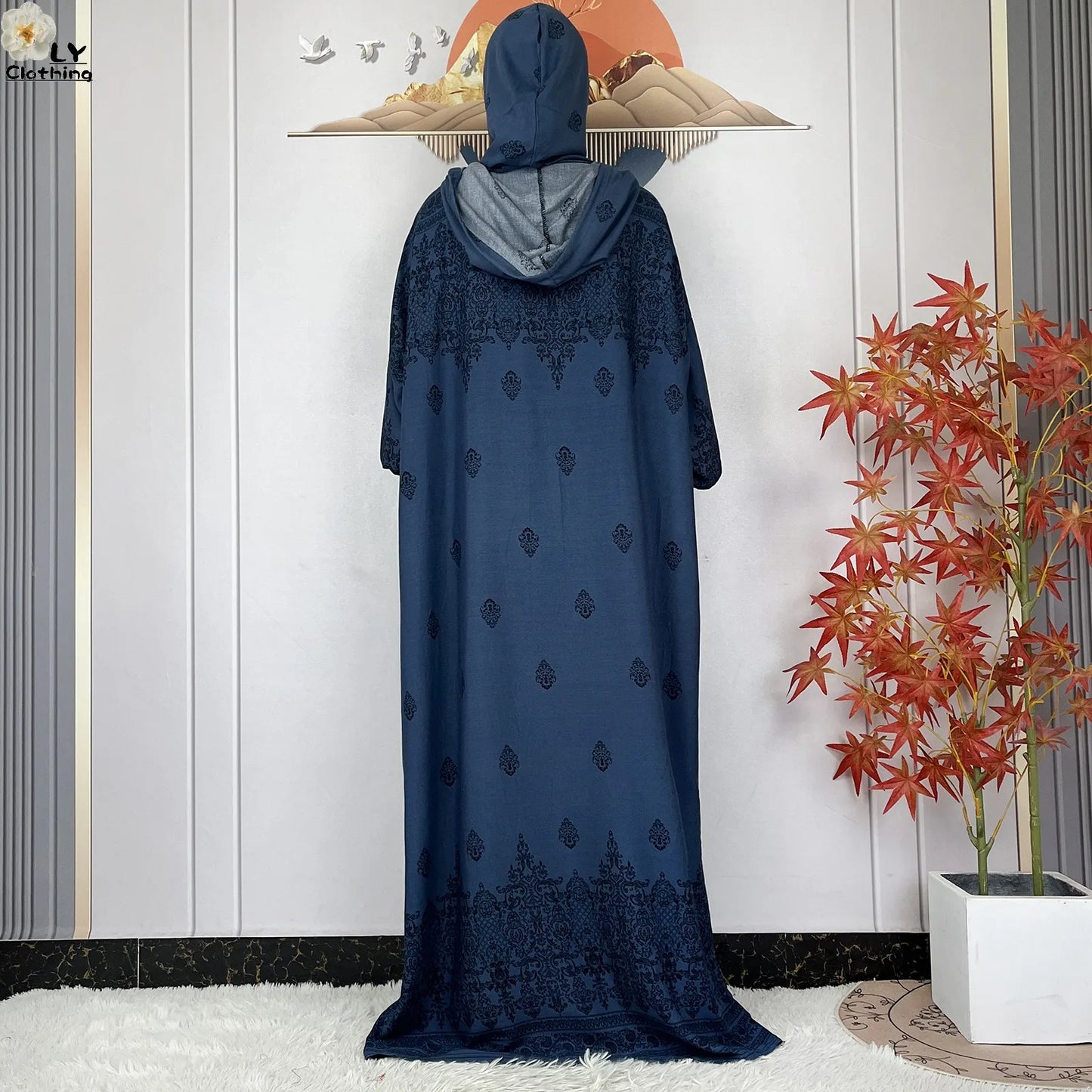 2025 Women Long Sleeves Dress Cotton Ramadan Abaya with Two Hats Muslim Women's Kaftan Dress Dubai Turkey Islam Prayer Clothing.