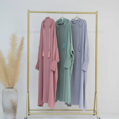 Ramadan Eid Dubai Linen Khimar Abaya Damen Muslim Modal Hijab Dress Kaftan Abayas For Women Kebaya Robe Femme Musulmane