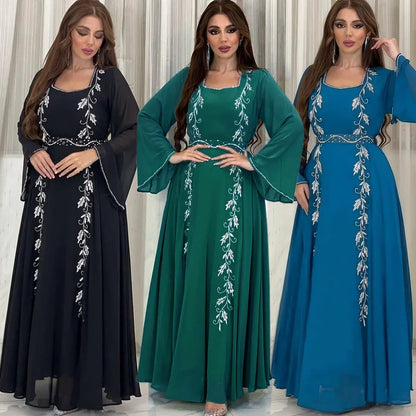 Eid Mubarak Abaya für muslimische Frauen Stickerei Langes Maxikleid Türkei Party Kaftan Arabische Robe Dubai Saudi Islamischer Kaftan Jalabiya.