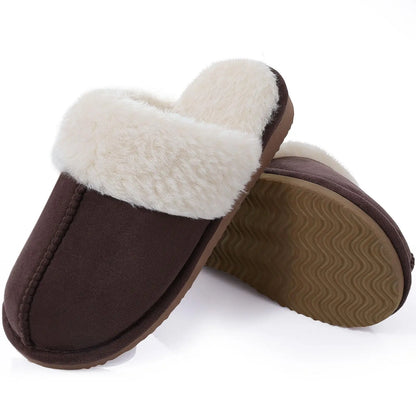 Kidmi Winter Men Plush Slippers Suede Fuzzy Soft Fluffy Collar Lining Men Slippers Indoor Warm Furry Fur House Flat Men Shoes.