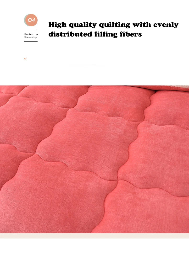 Solidcolor double-sided Duvet Lamb Wool flannel quilt warm comfort mattress in winter bedroom dormitory Thicken Weight Blanket.
