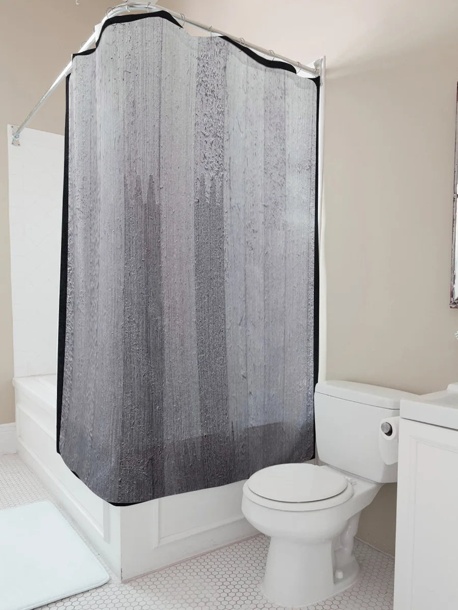 Modernes, weiß strukturiertes Duschvorhang-Set für Badezimmerdekoration, perfekt sitzendes Stangentaschendesign (1er-Set)