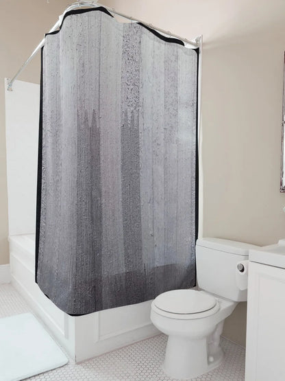 Modernes, weiß strukturiertes Duschvorhang-Set für Badezimmerdekoration, perfekt sitzendes Stangentaschendesign (1er-Set)