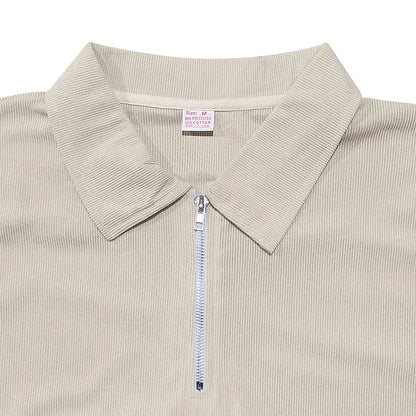 Sommer neue europäische und amerikanische Handel große Herren einfarbig Set mit Kragen, Kurzarm, Reiß verschluss Hosen Set, 2 Stück