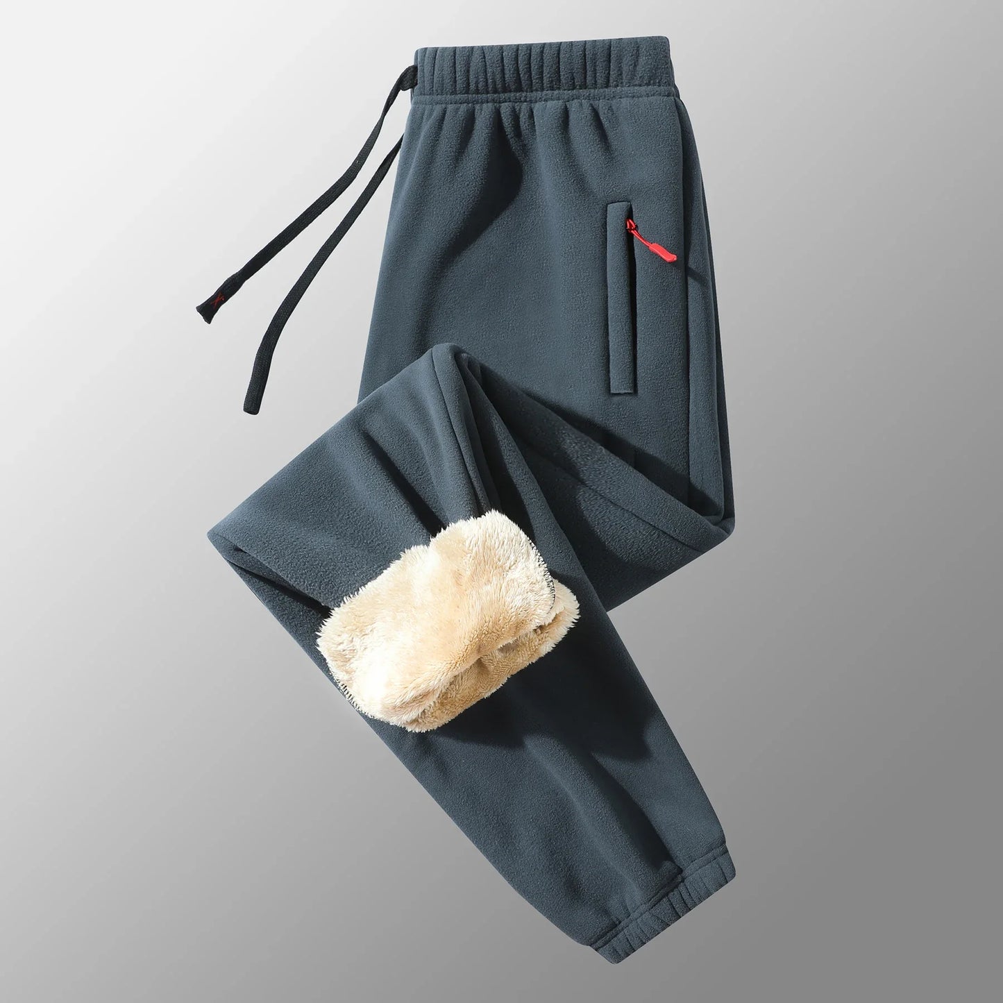 8XL Men's Down Pants Plus Size Winter Plus Velvet Thick Loose Cotton Pants Big Size Solid Color Warm Lamb Down Casual Sweatpants