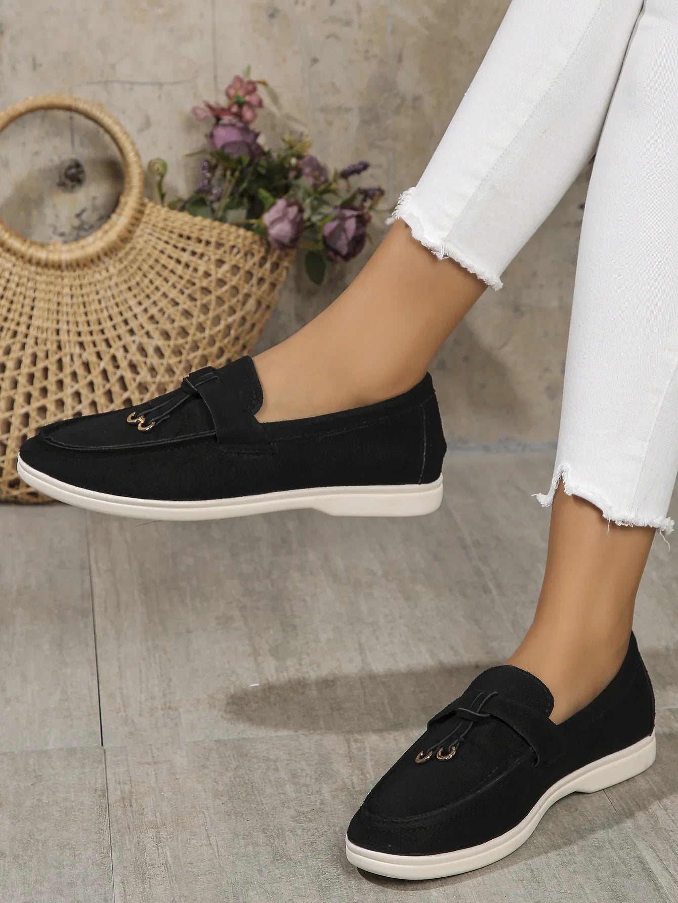 New Lefu Shoes Women's Soft Leather Retro Lazy Man Step on Thick Sole Flat Bottom Comfortable Single Shoe  Zapatos Para Niña.