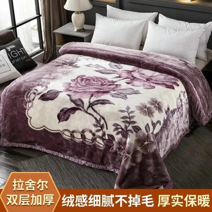 Modern Geometric Cartoon Printed Bedroom Blanket Coral Fleece Dormitory Quilt Thicking Double Layer Multi Purpose Bedding Sheets