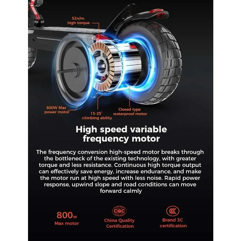 ISCOOTER IX4 Electric scooter 800W motor 48V15AH lithium battery, 10-inch off-road tires, adult foldable electric scooters.