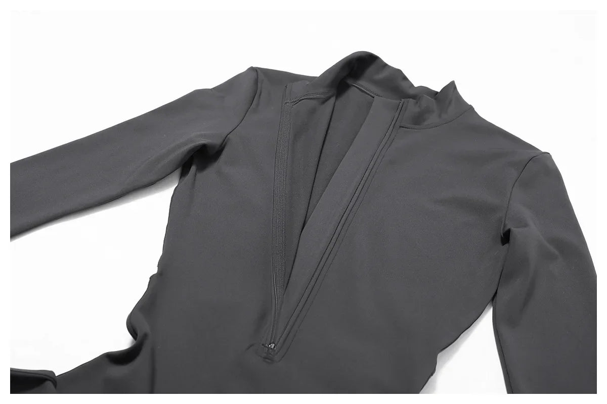 Spring Summer Thin Quick Dry One-Piece Aerial Yoga Suit Long Sleeve Fitness Sports Bodysuit Women Elastic No Mat