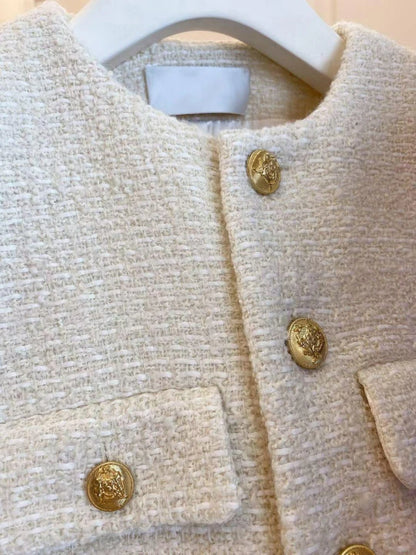 Frühling und Herbst Koreanische Mäntel Frauen Jacke Neue Französisch Wolle Tweed Mantel Mode High-end-Gold Taste Kurze Schlanke temperament