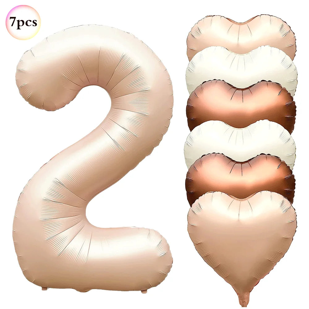 40in Cream Big Number Balloon 18in Three Color Love Foil Helium Balloons Aldult Birthday Set Boys Girls 1st Birthday Decorations
