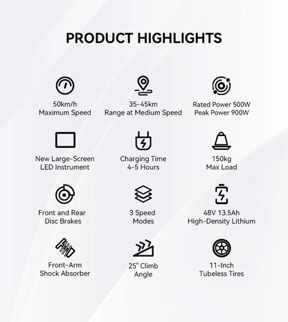 OOTD T10 Electric Scooter 500W Motor 48V13AH Battery Off-Road E-Scooter Adult 11 Inch Foldable City commuting  Electric Scooter.