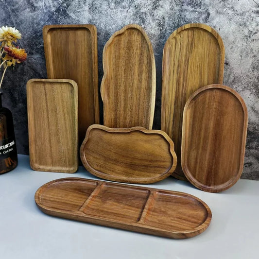 Wooden Tray Cloud Shaped Tea Mat Dessert Plate Cafe Cake Plate Snack Dish Tableware Solid Wood Food Tray Rectangle Tableware Mat.