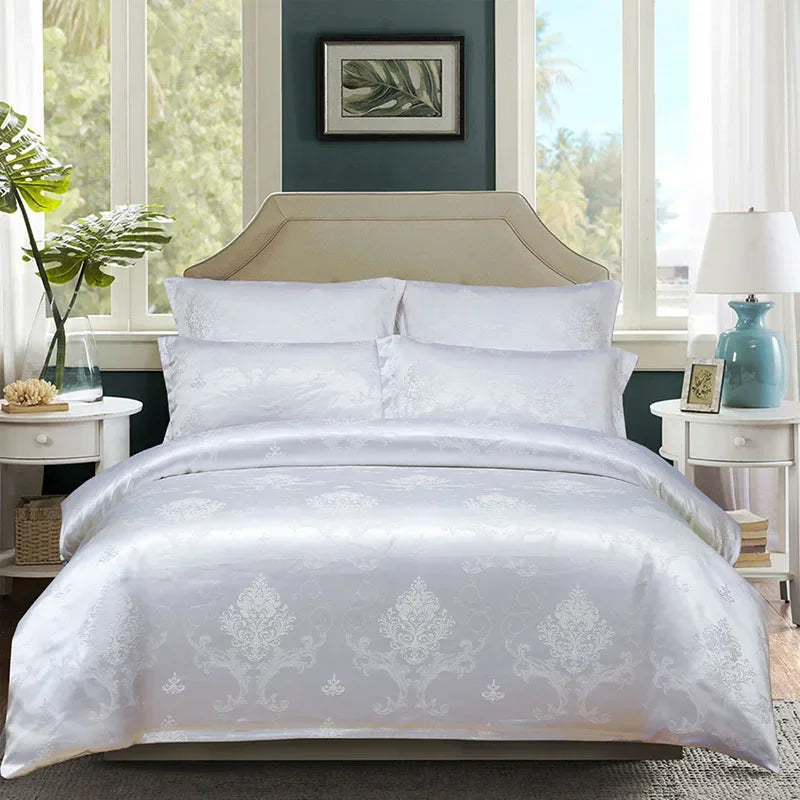 European Satin Jacquard Duvet Cover Set High Quality Smooth and Skin Friendly Comforter Cover Set Summer Bedding Kit for Adults