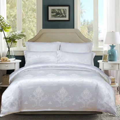 European Satin Jacquard Duvet Cover Set High Quality Smooth and Skin Friendly Comforter Cover Set Summer Bedding Kit for Adults
