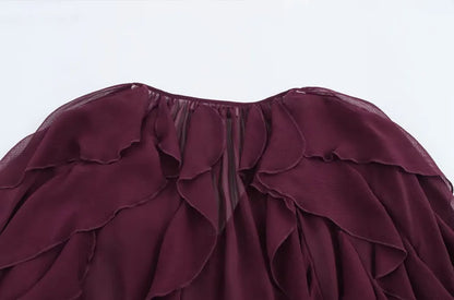 Women Fashion With Ruffles Semi-sheer Blouses V Neck Long Sleeve Button-up Female Shirts Chic Tops.