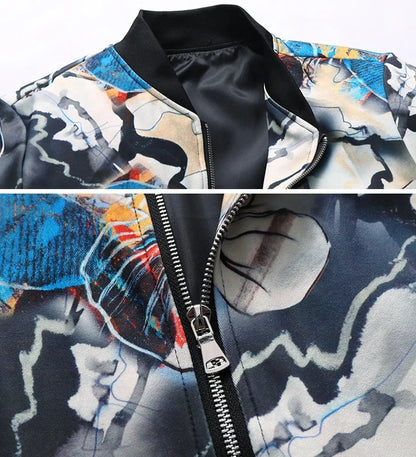 Spring new men's handsome printing men's jacket, fashion casual youth Slim sports jacket, Asian size M-6XL.