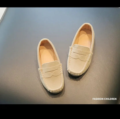 Boy Leather Shoe Fashion Solid Color Versatile Kids School Causal Single Shoes Breathable Non-slip Children Slip-on Flat Loafers.
