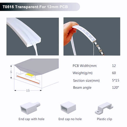 IP67 Waterproof Flexible LED Neon Silicone Light Tube for WS2812B WS2811 5050 RGB 5mm 8mm 10mm 12mm PCB Light Strip.